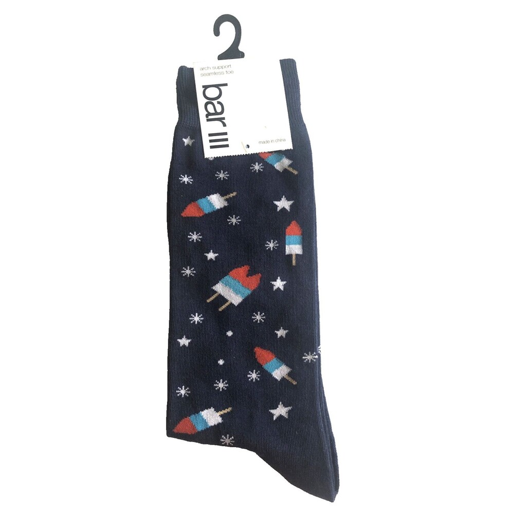 Bar III Mens Socks 10-13 Rockets Red White Blue Arch Support Cotton Blend